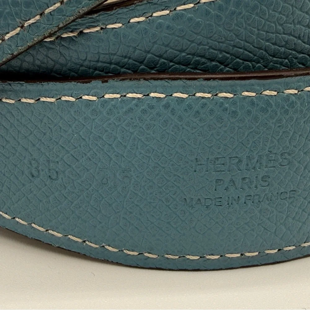 Hermes Teal Belt with Gold Buckle - Picture 3 of 7